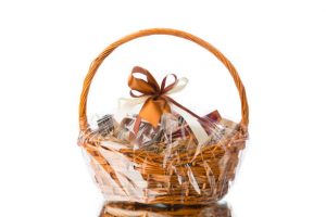 gift basket isolated on white background